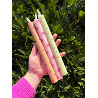 Led pillar kaars hearts green 