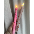 Led pillar hartjes pink kaarsen set