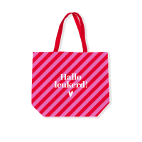Canvas tas "Hallo leukerd" met strepen 