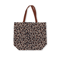 Canvas Tas met Panterprint Mokka/Beige