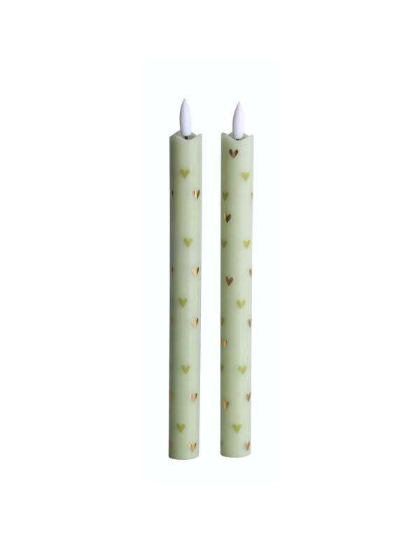 Led pillar kaars hearts green Led pillar kaars hearts green