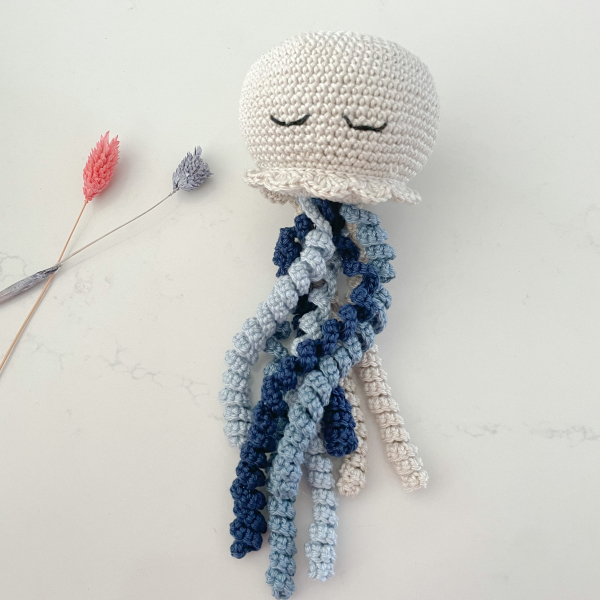Octopus knuffel linnen/blauw