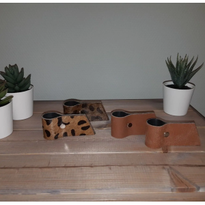 Kandelaar leer set van 2