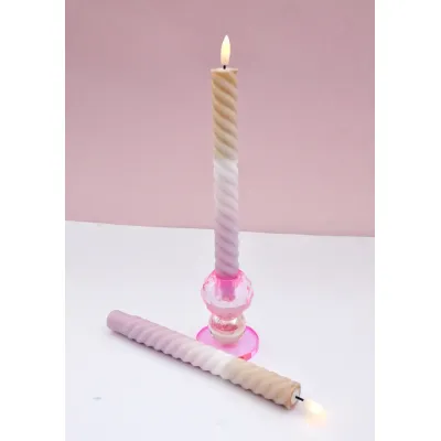 LED Swirl kaars set  sand pink